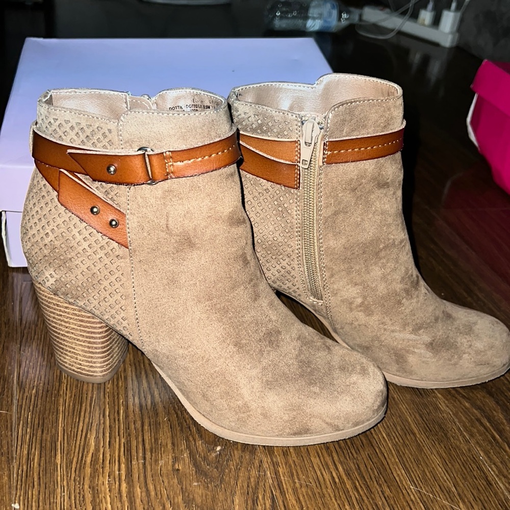 Dottie taupe heeled booties